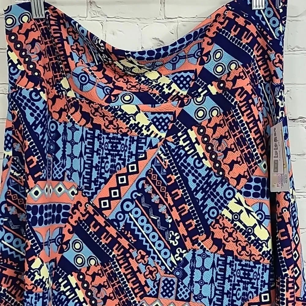 LuLaRoe Azure Skirt 2X Boho Geometric Midi Stretch Travel Plus Size NWT Comfy